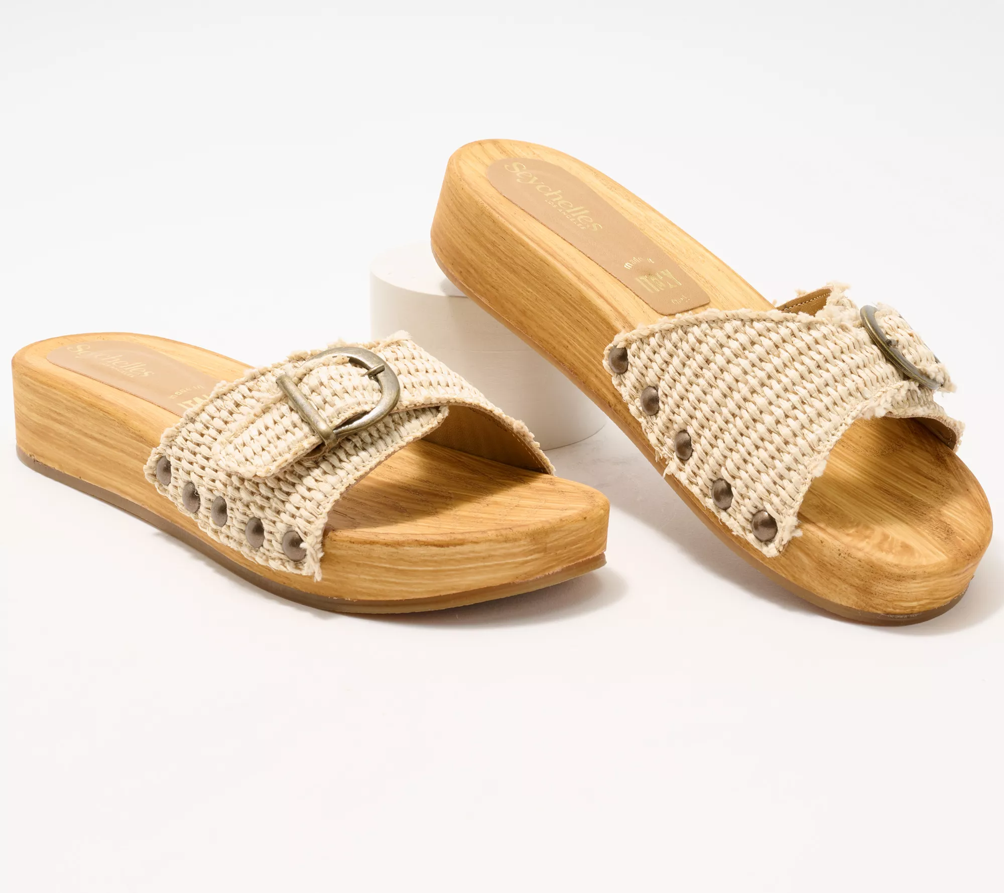 "As Is" Seychelles Wooden Bottom Slide Sandals- Isla