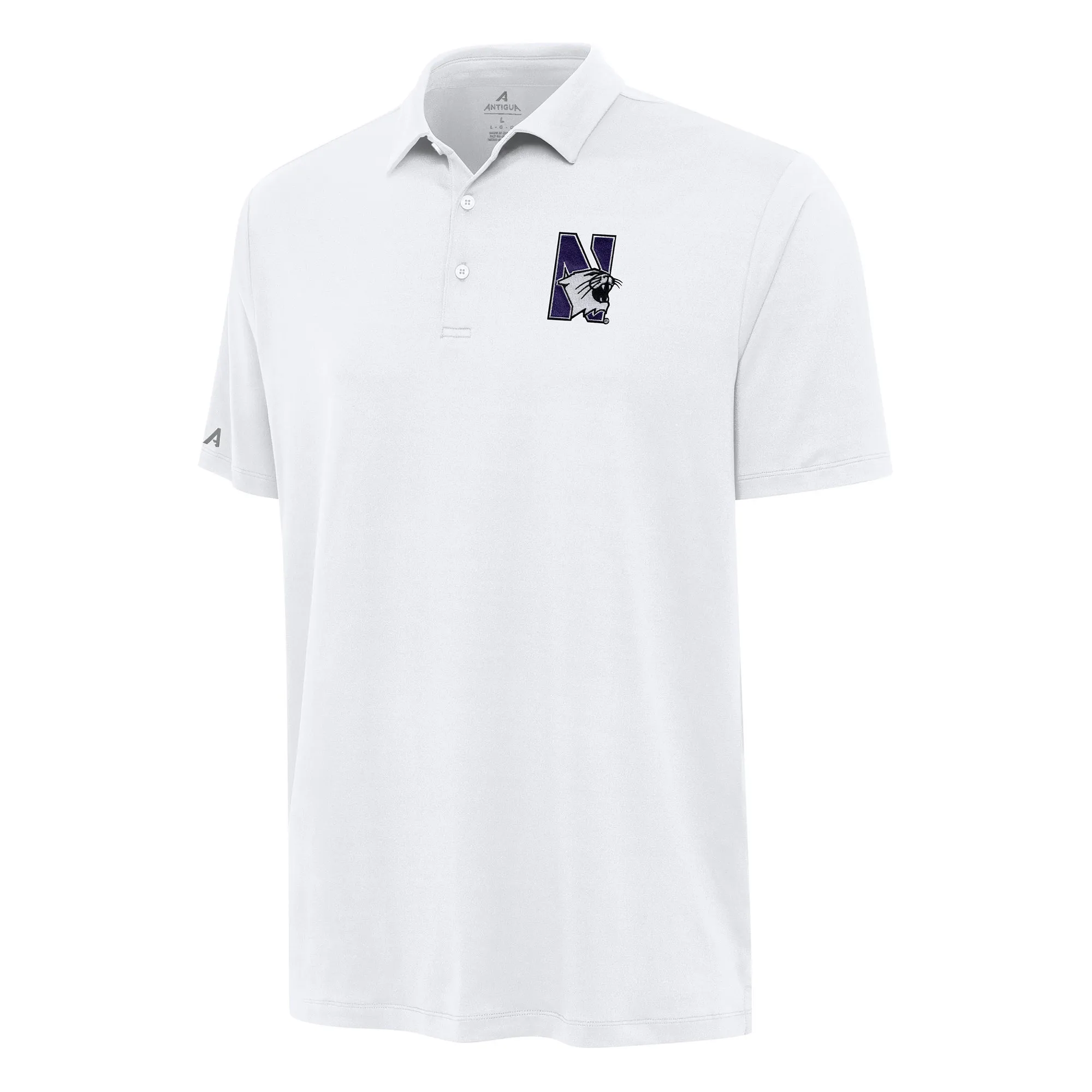 Antigua Northwestern Wildcats White Reprocess Polo