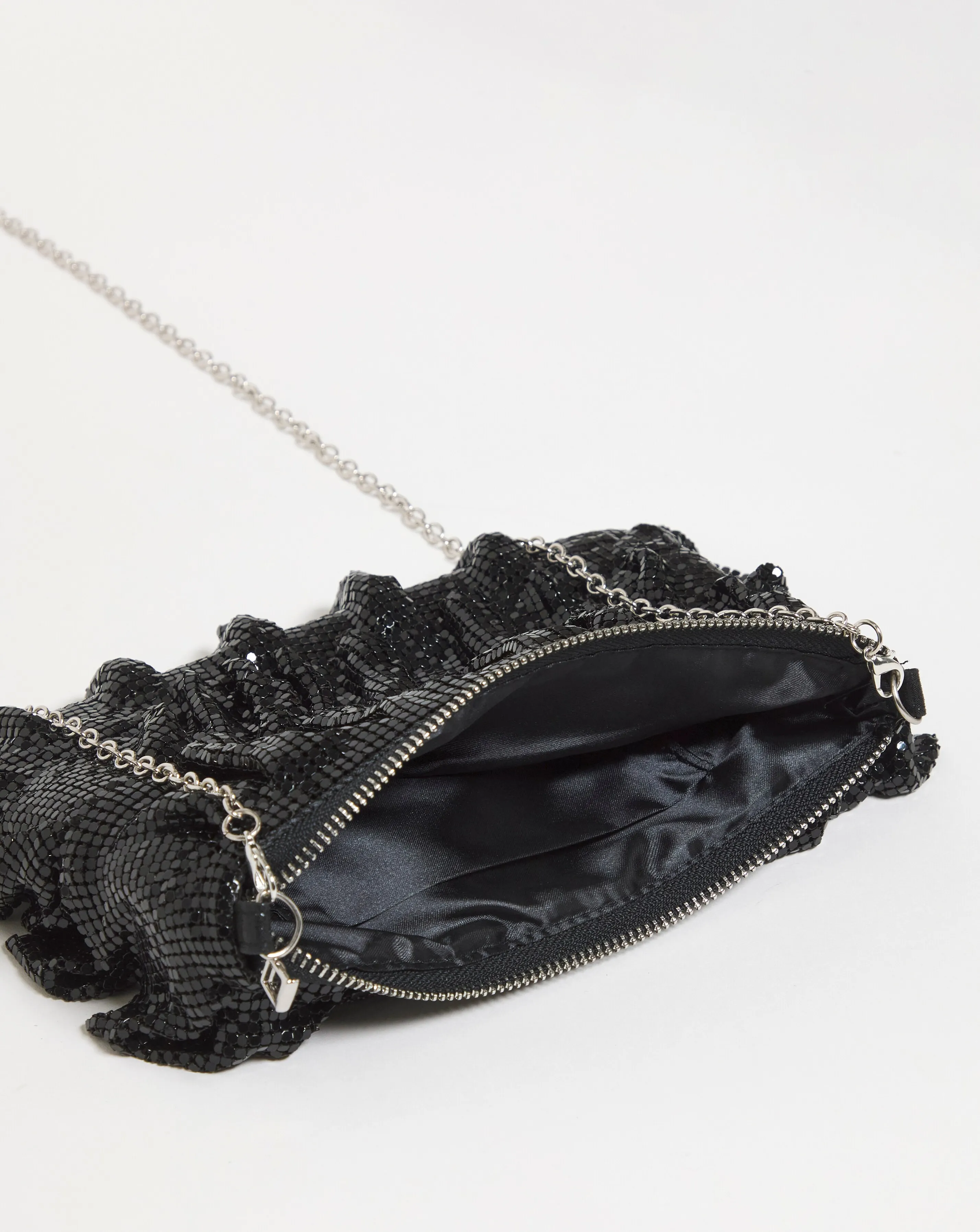 Black Ruffle Chainmail Bag | Simply Be