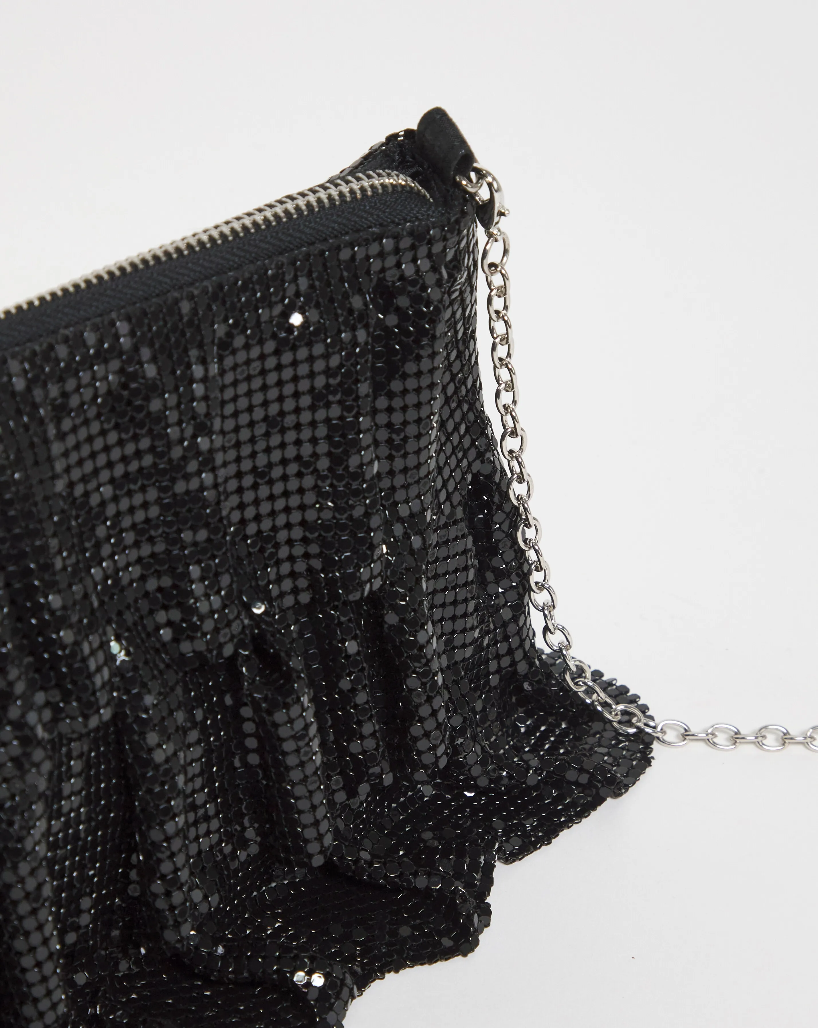 Black Ruffle Chainmail Bag | Simply Be