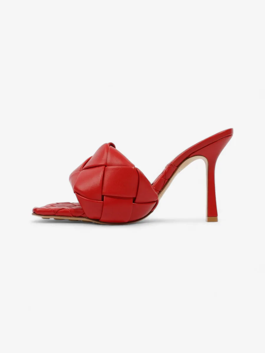 Bottega Veneta High Sandals 90 Red Leather EU 37.5 UK 4.5