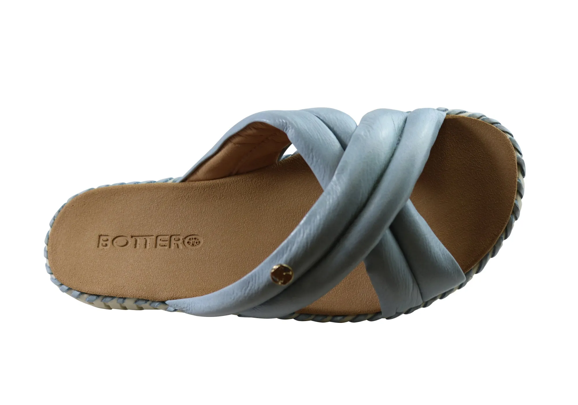 Bottero Bonnie Womens Comfort Leather Slides Sandals Made In Brazil