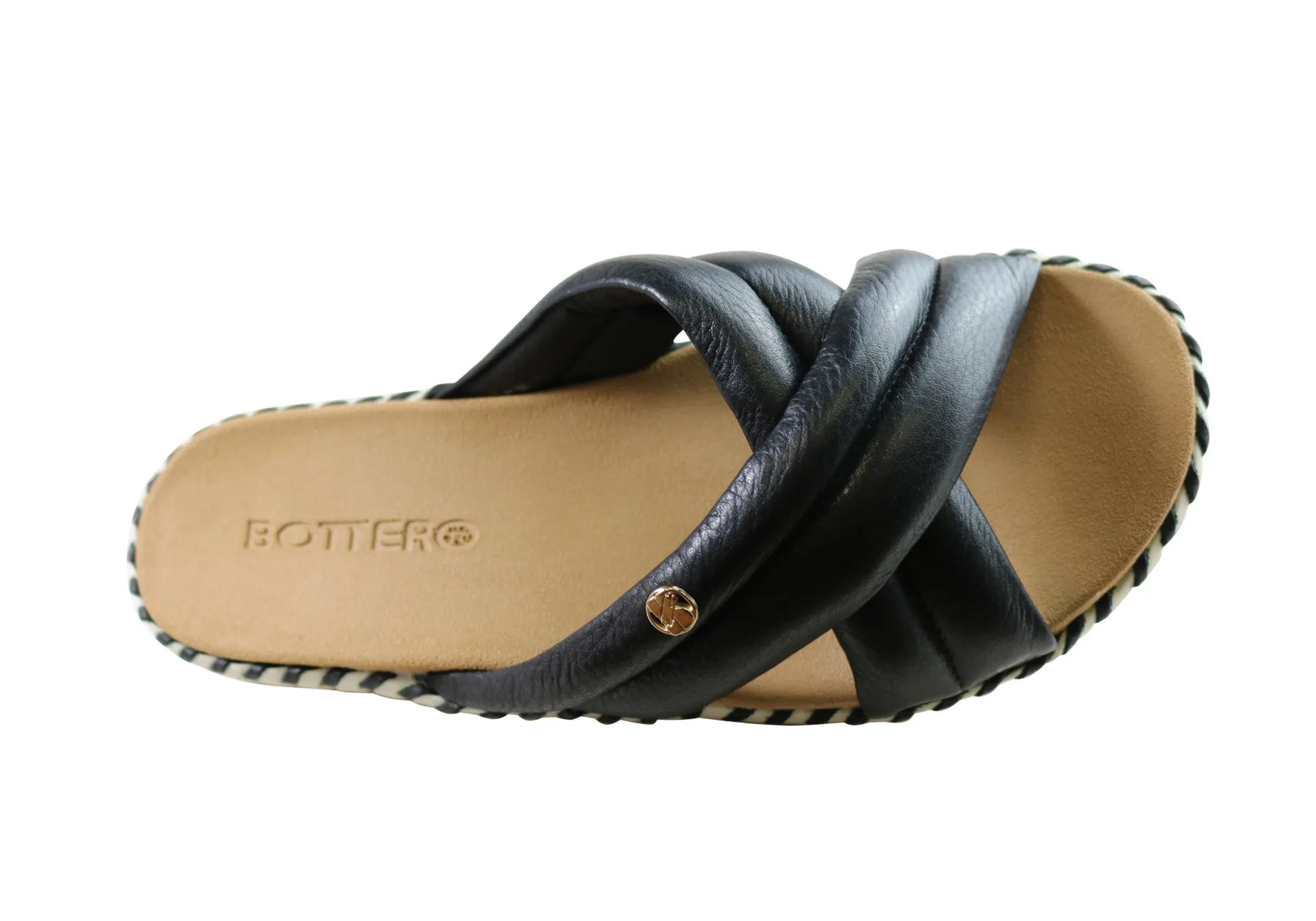 Bottero Bonnie Womens Comfort Leather Slides Sandals Made In Brazil