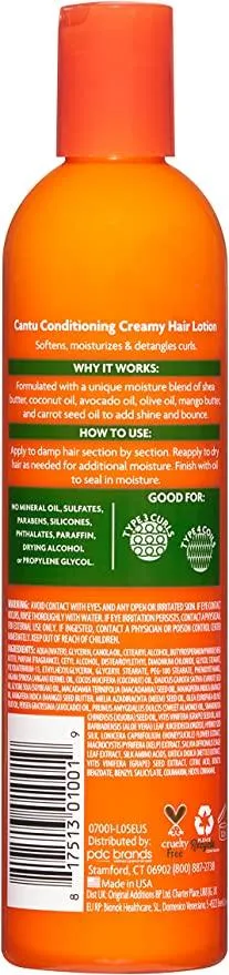 Cantu Shea Butter for Natural Hair Conditioning Creamy Hair Lotion, 12oz (355ml)