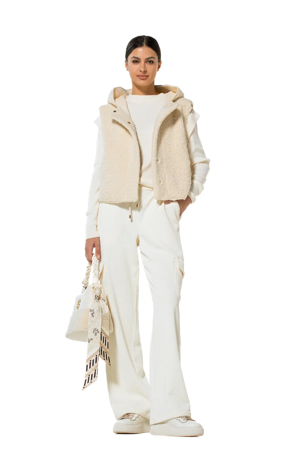 Caroline Biss SHORT CREAM TEDDY BODY WARMER