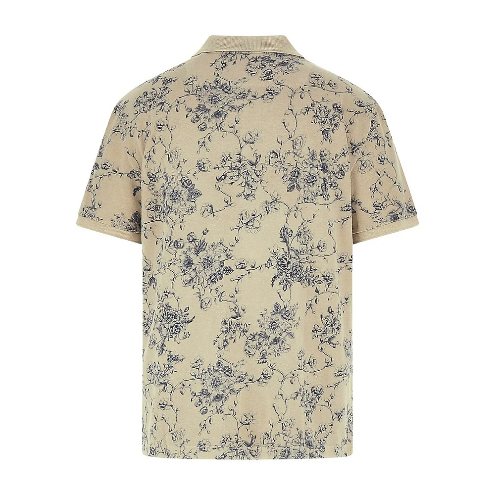 GUESS Allover Print Overdye Polo Shirt