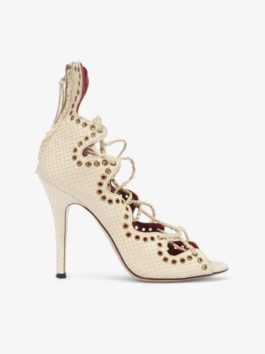 Isabel Marant Lace Sandals 100 Cream Python EU 38 UK 5