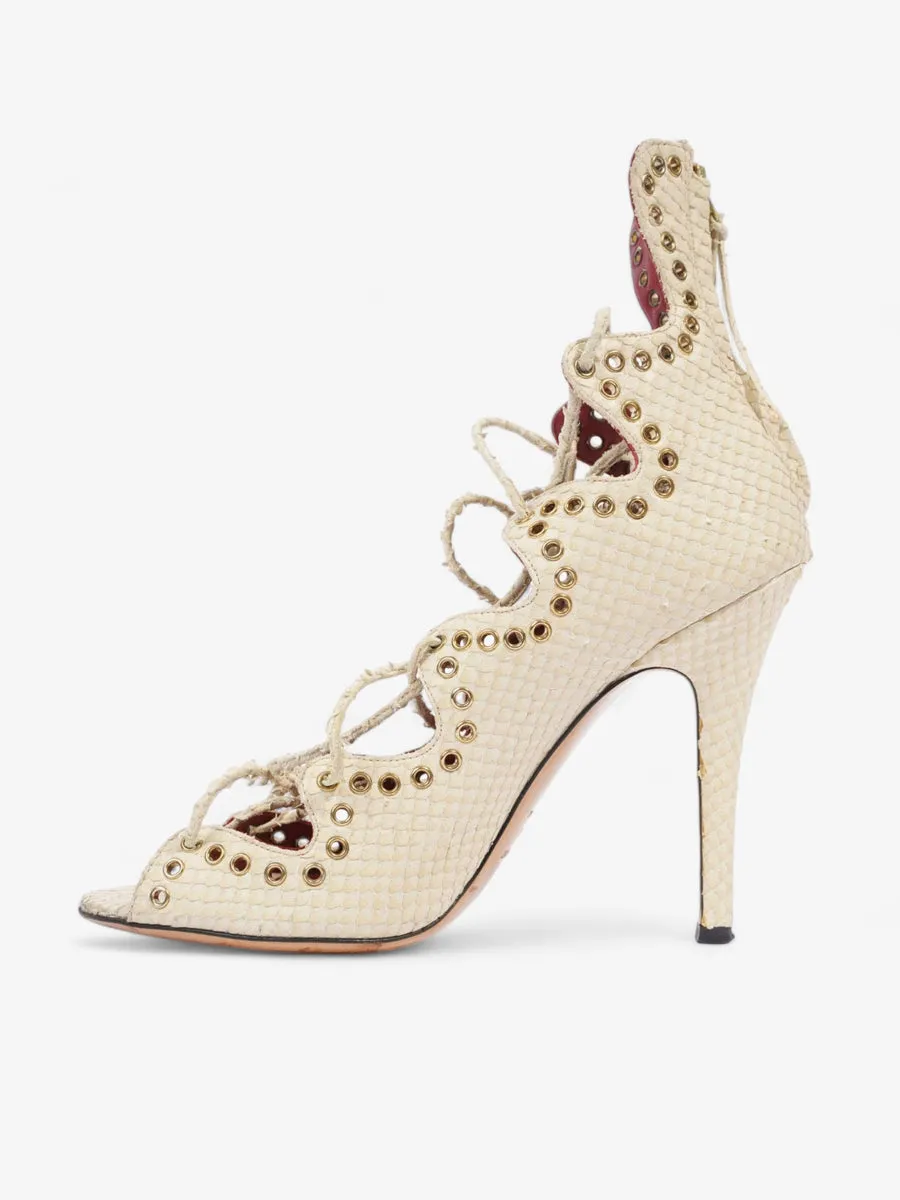 Isabel Marant Lace Sandals 100 Cream Python EU 38 UK 5