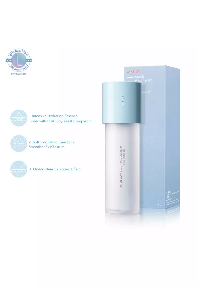 Laneige LANEIGE Water Bank Blue Hyaluronic Essence Toner 160mL (for Combination to Oily Skin) - Intensive Hydrating Essence Tone