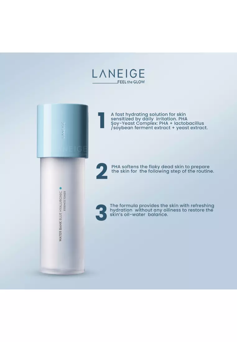 Laneige LANEIGE Water Bank Blue Hyaluronic Essence Toner 160mL (for Combination to Oily Skin) - Intensive Hydrating Essence Tone