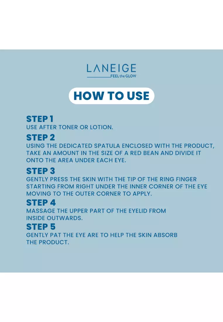 Laneige LANEIGE Water Bank Blue Hyaluronic Eye Cream 25mL - Contains caffeine, coconut extract, and Glutathione + Blue Hyaluroni