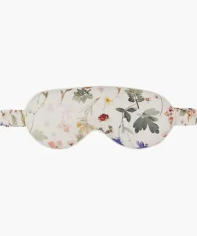 Lily and Lionel Women's White Eye Mask & Scrunchie Pouch Set Pressed Floral