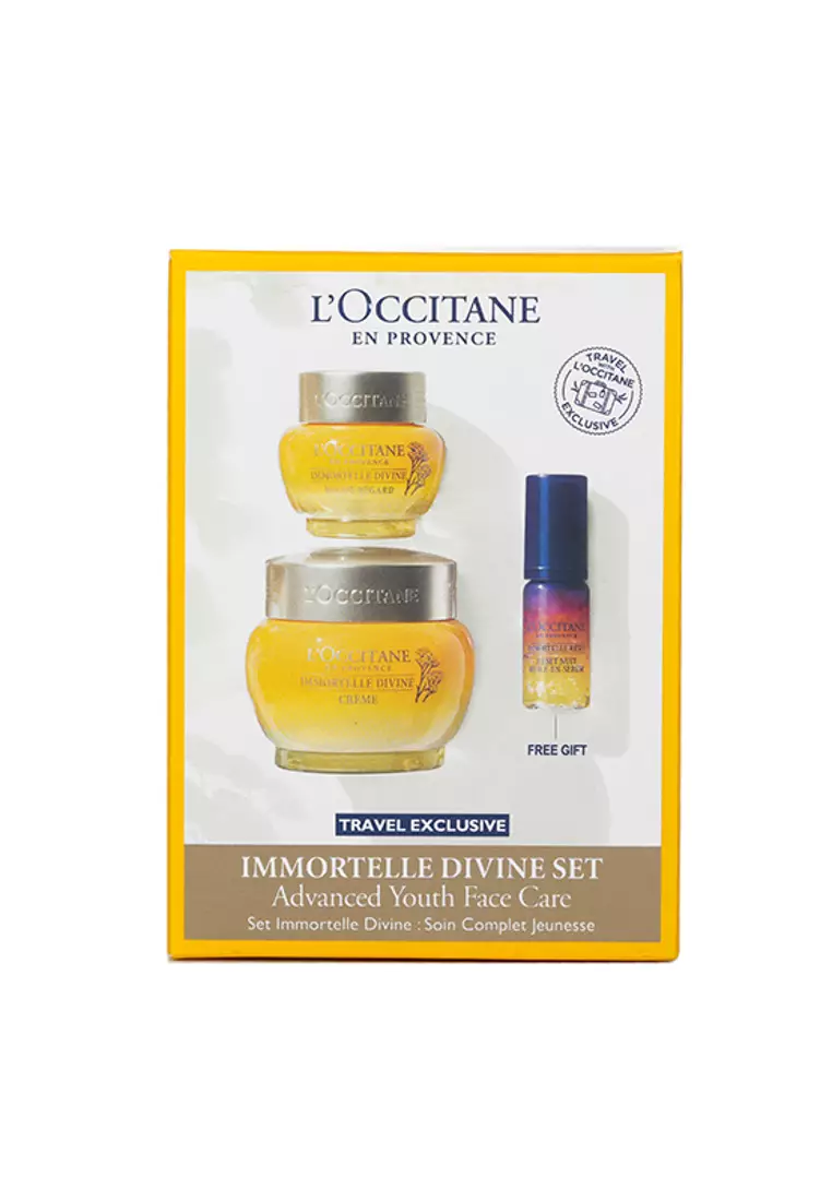 L'Occitane L'OCCITANE - Immortelle Divine Set: Cream 50ml + Eye Balm 15ml + Overnight Reset Oil-In-Serum 5ml 3pcs