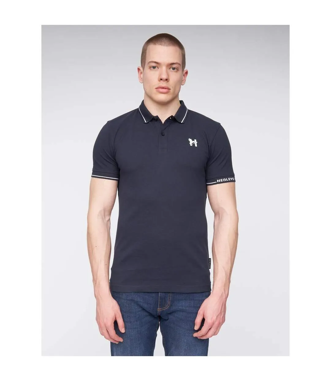 Mens hentyme polo shirt black Henleys