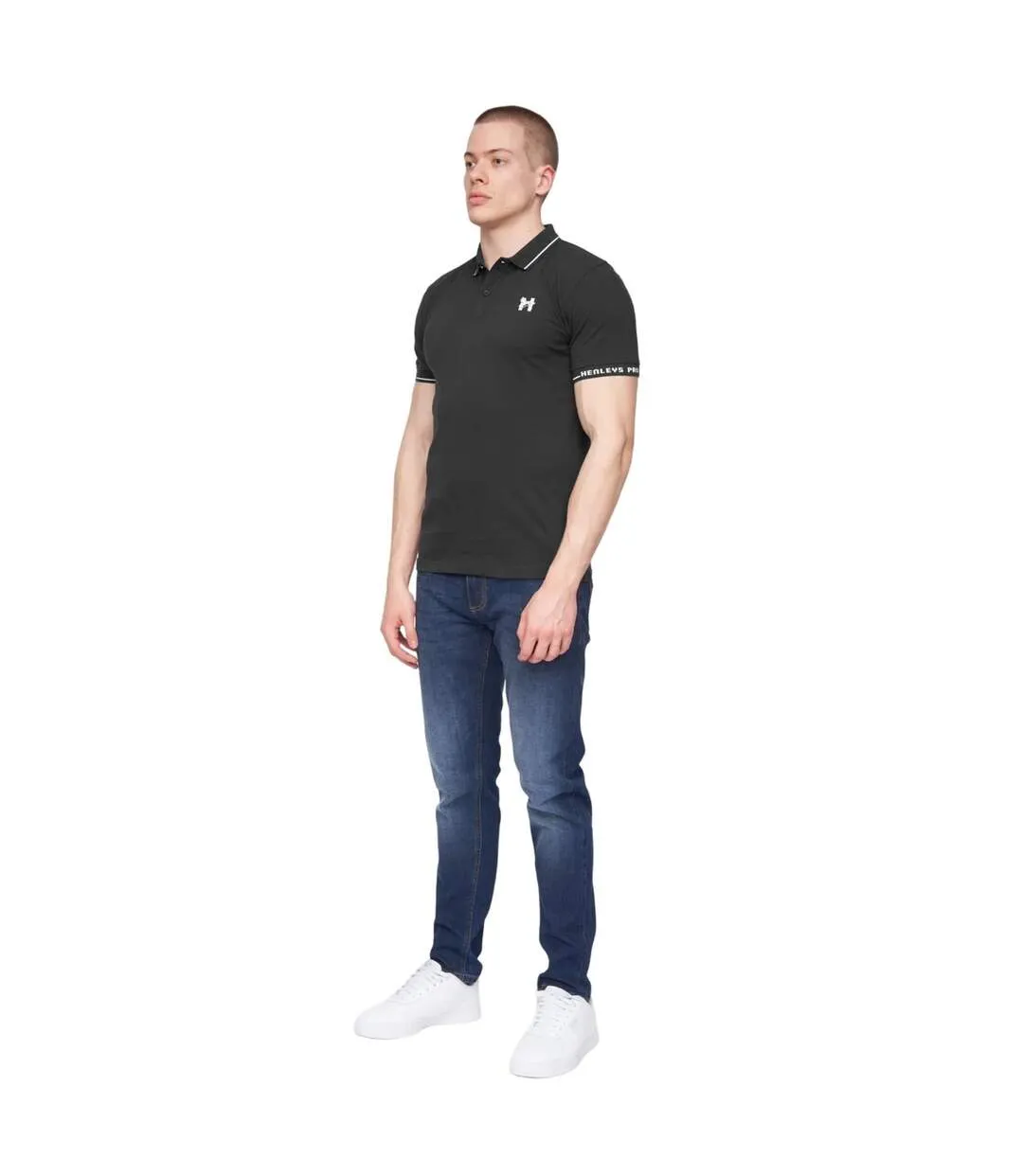 Mens hentyme polo shirt black Henleys