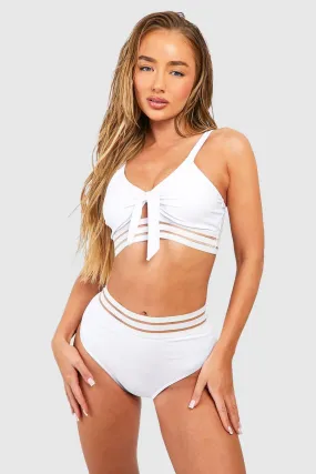 Mesh Tape High Waisted Bikini Set