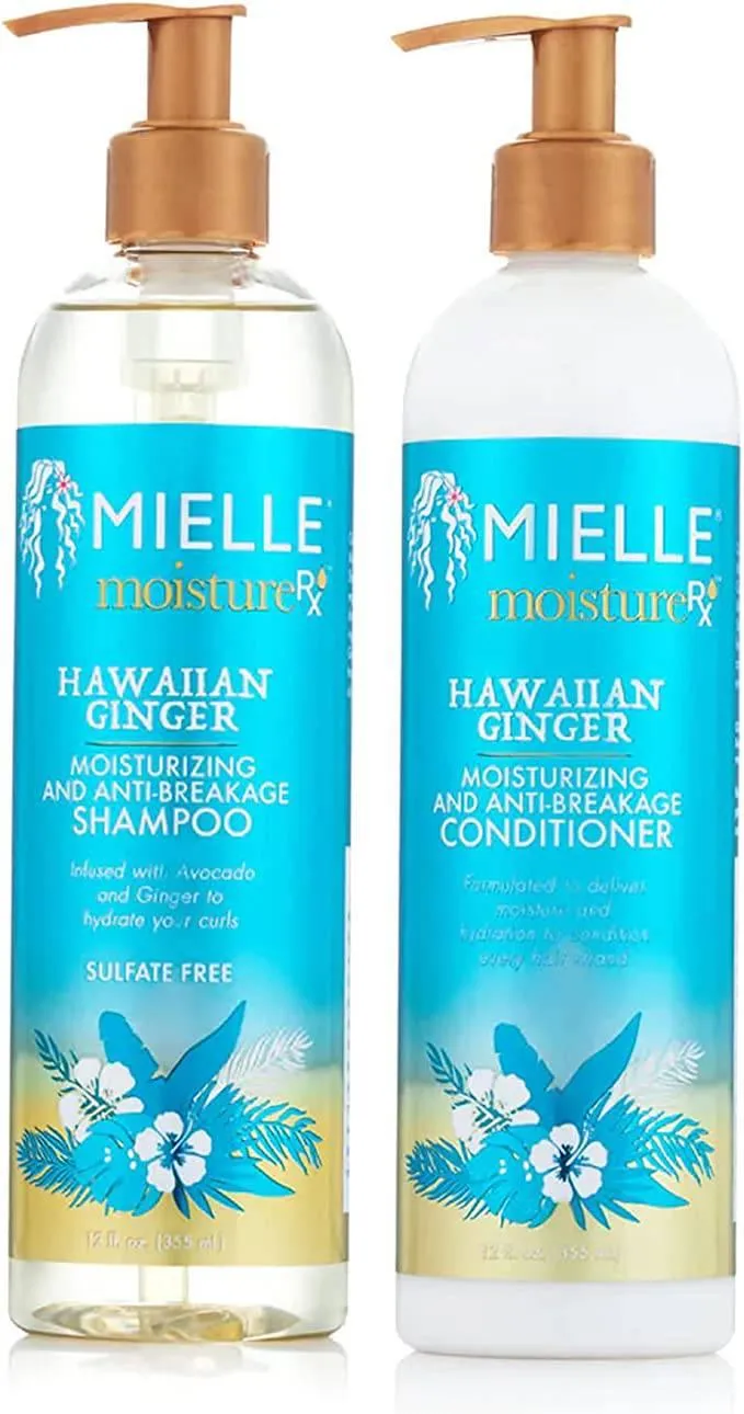 Mielle Moisture RX Hawaiian Ginger Moisturizing & Anti-Breakage Shampoo and Conditioner (Pack of 1-355ml Each)