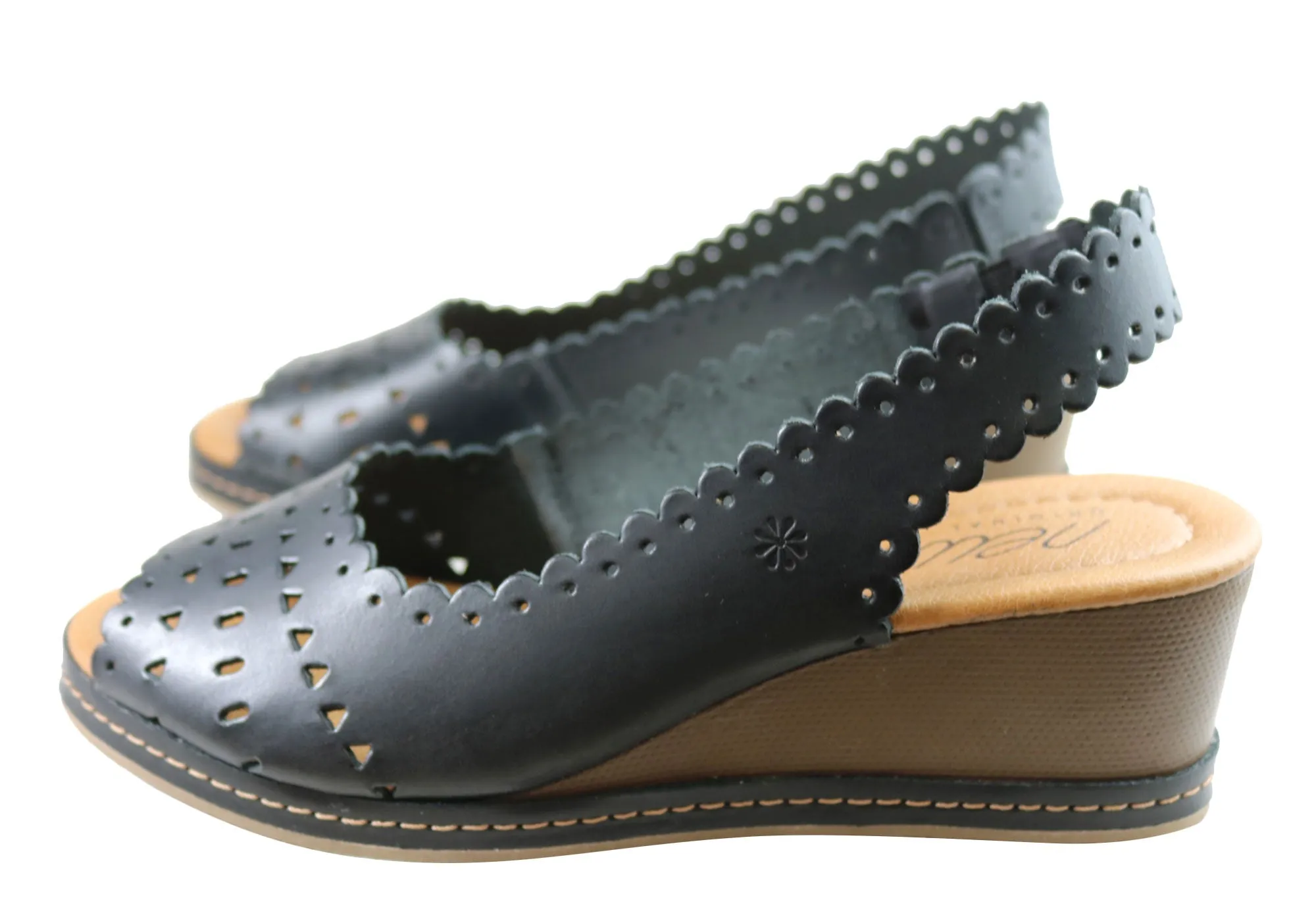 New Face Emberly Womens Leather Wedge Sandals Made In Brazil