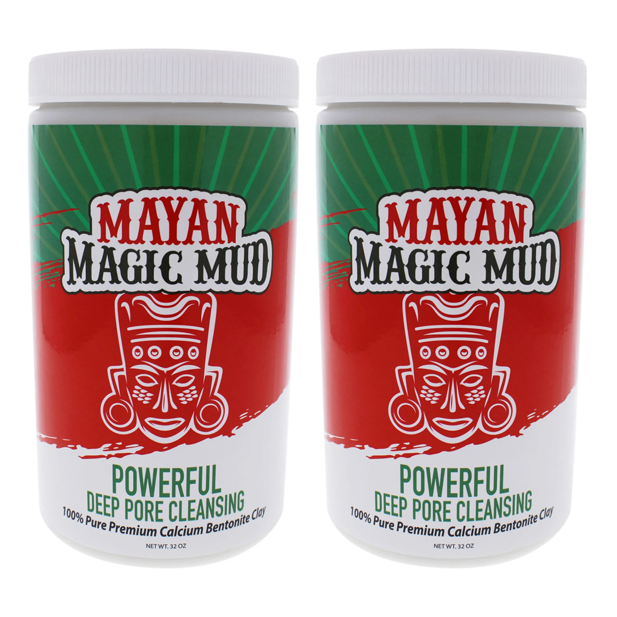 Powerful Deep Pore Cleansing Clay - Pack of 2 by Mayan Magic Mud for Unisex - 32 oz Cleanser