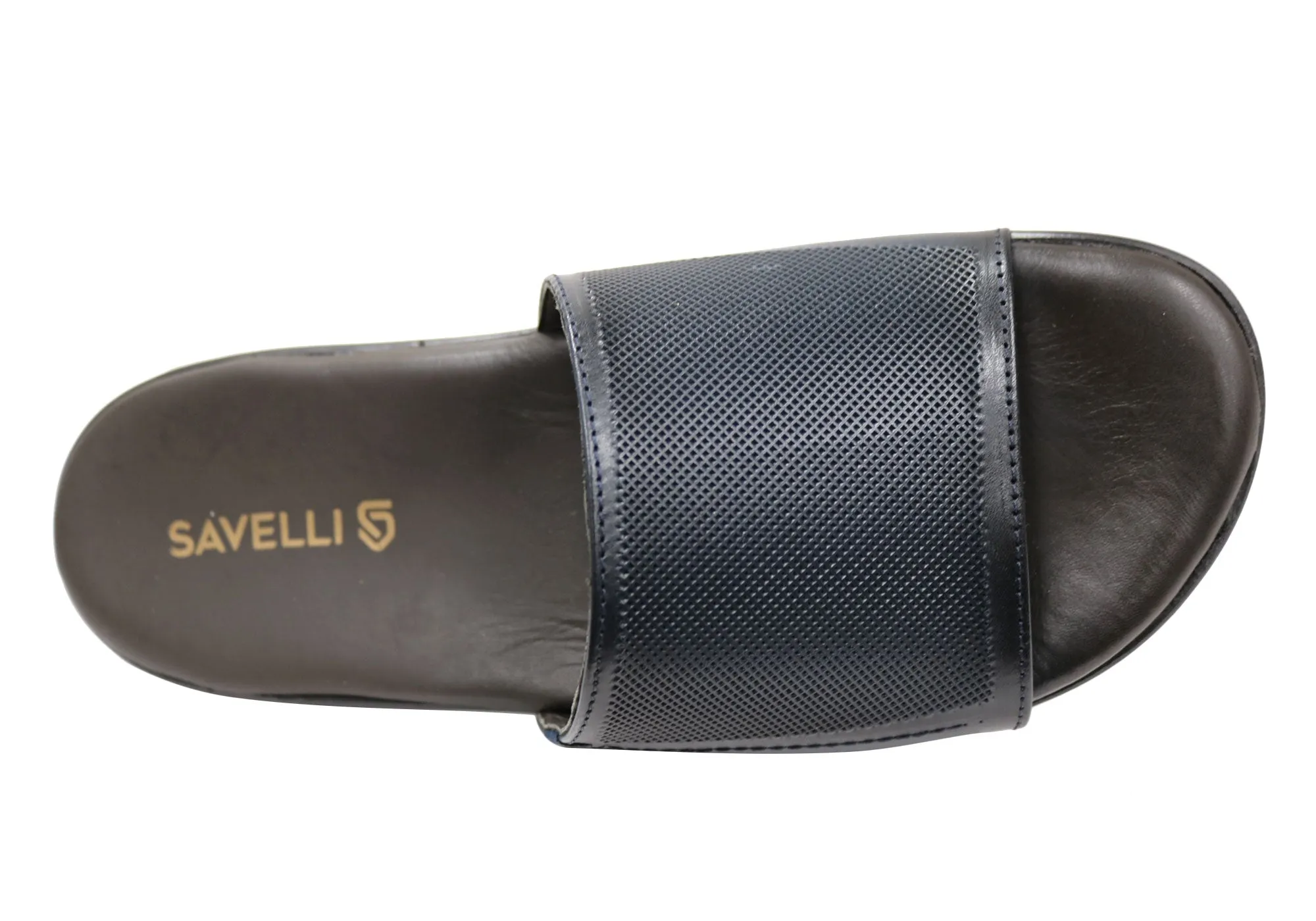 Savelli Pete Mens Comfortable Leather Slides Sandals Made In Brazil