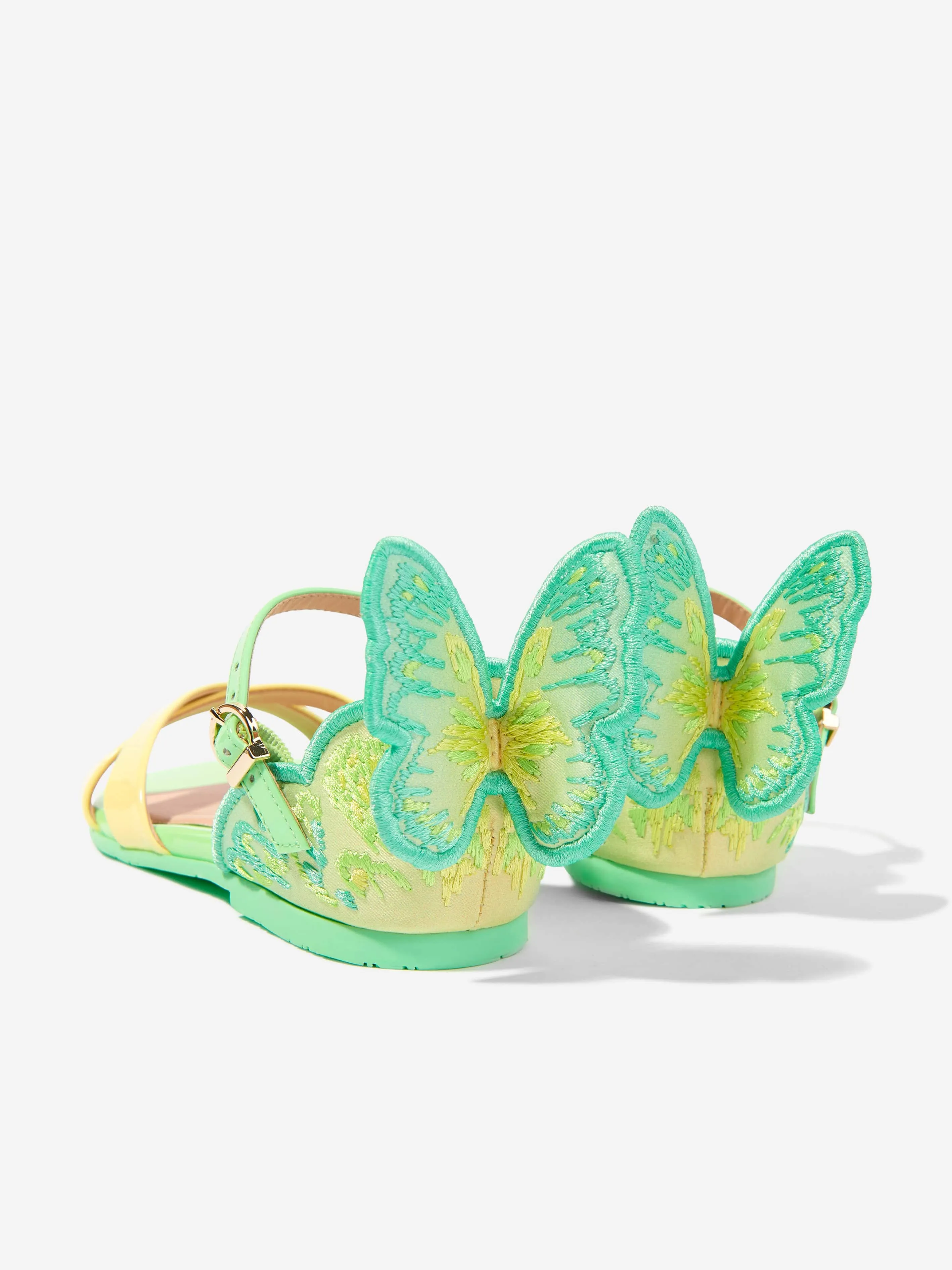 Sophia Webster Girls Leather Chiara Embroidery Sandals in Green