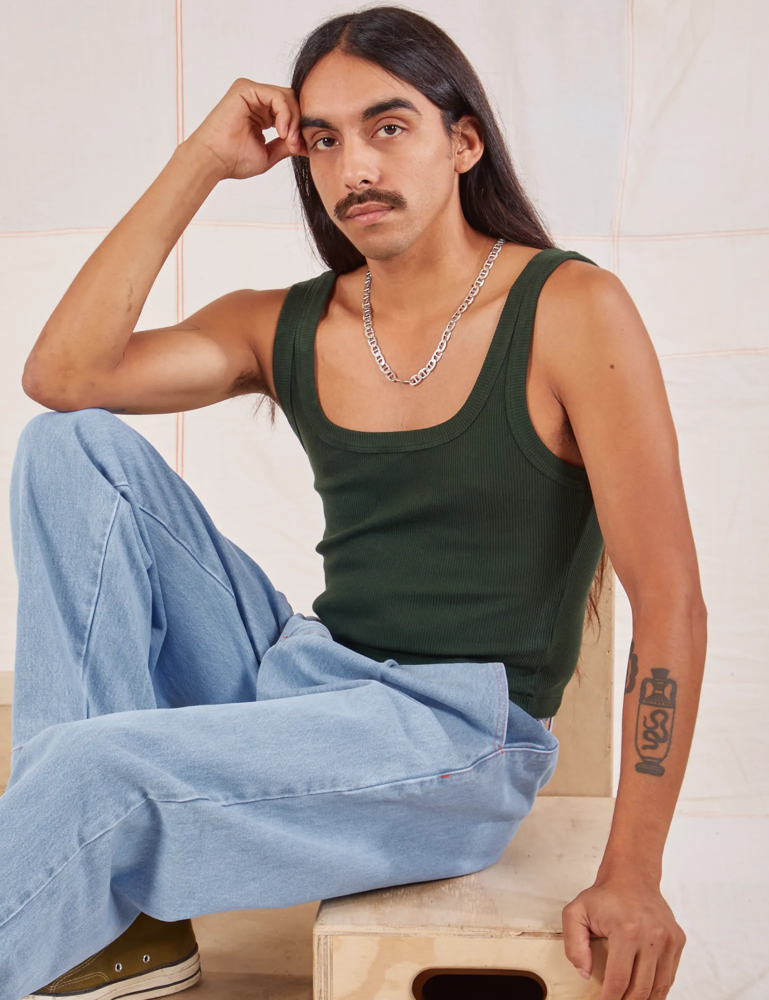 Square Neck Tank - Swamp Green