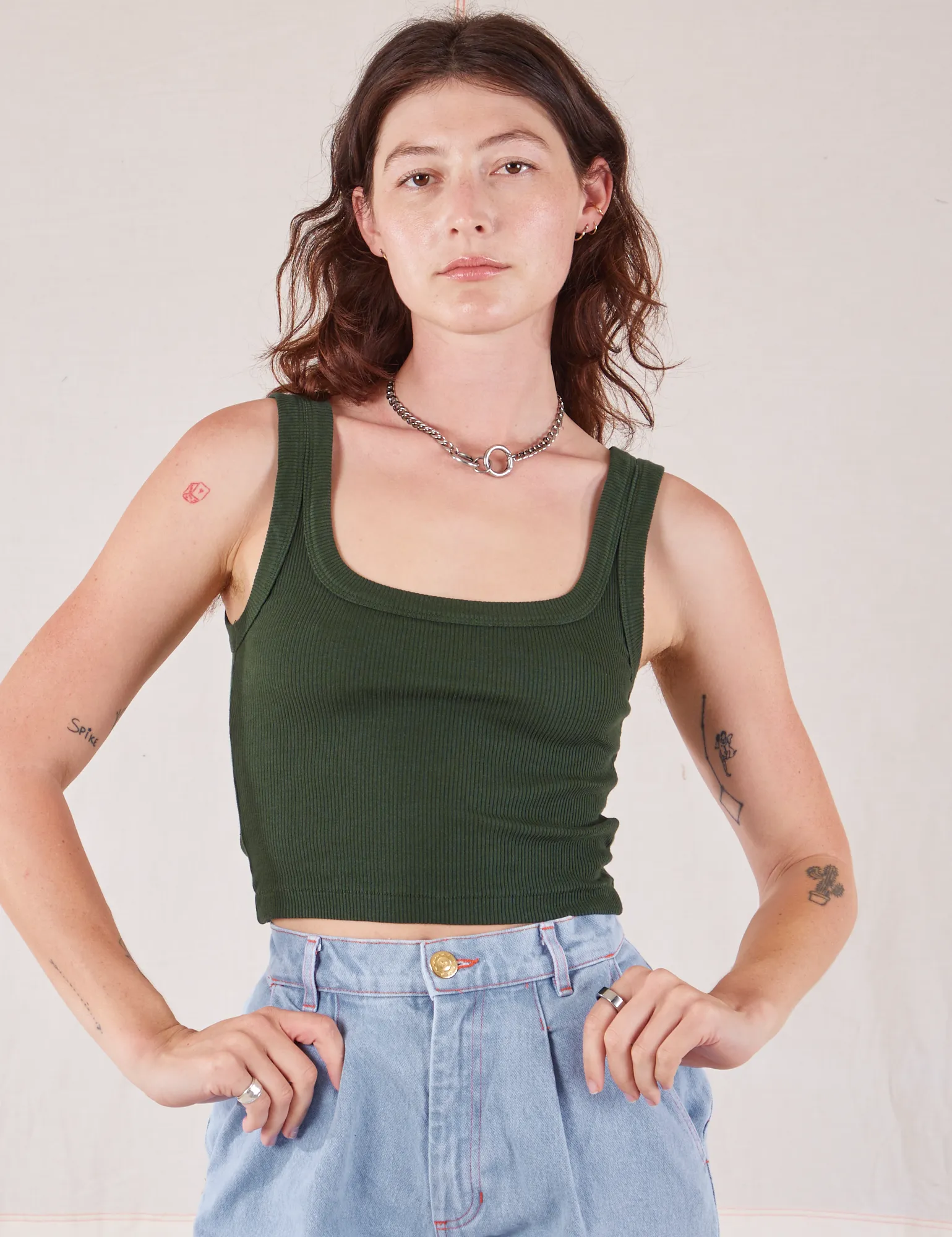 Square Neck Tank - Swamp Green