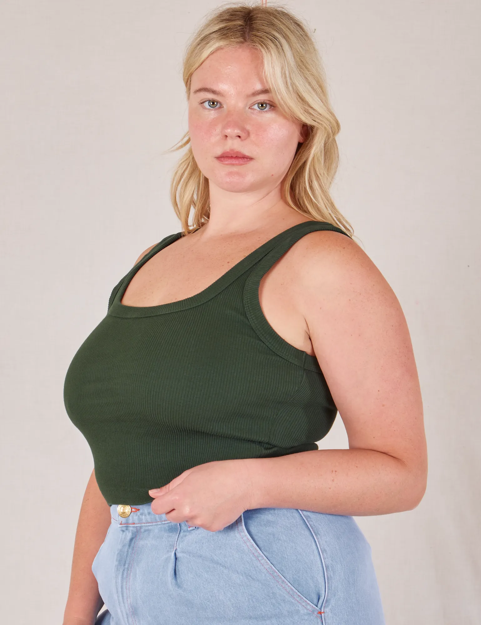 Square Neck Tank - Swamp Green