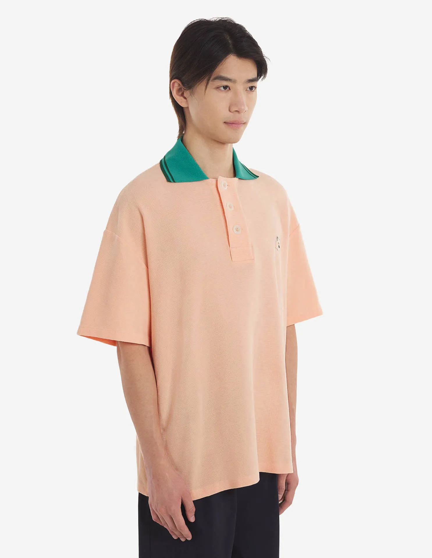 Tonal Fox Head Patch Polo Peach