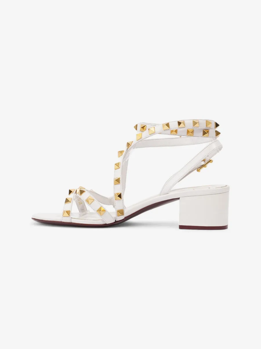 Valentino Rockstud Sandals 40 White / Gold Leather EU 36.5 UK 3.5