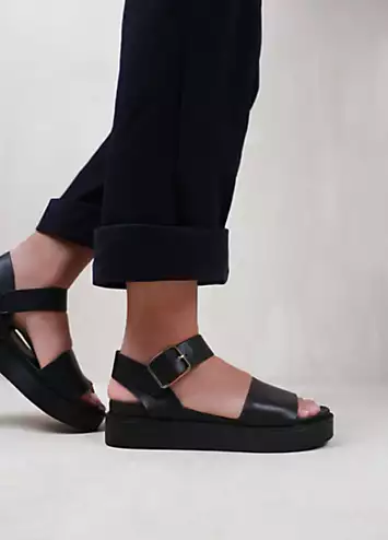 Where’s That From Phoenix Black Buckle Flat Sandals | Kaleidoscope