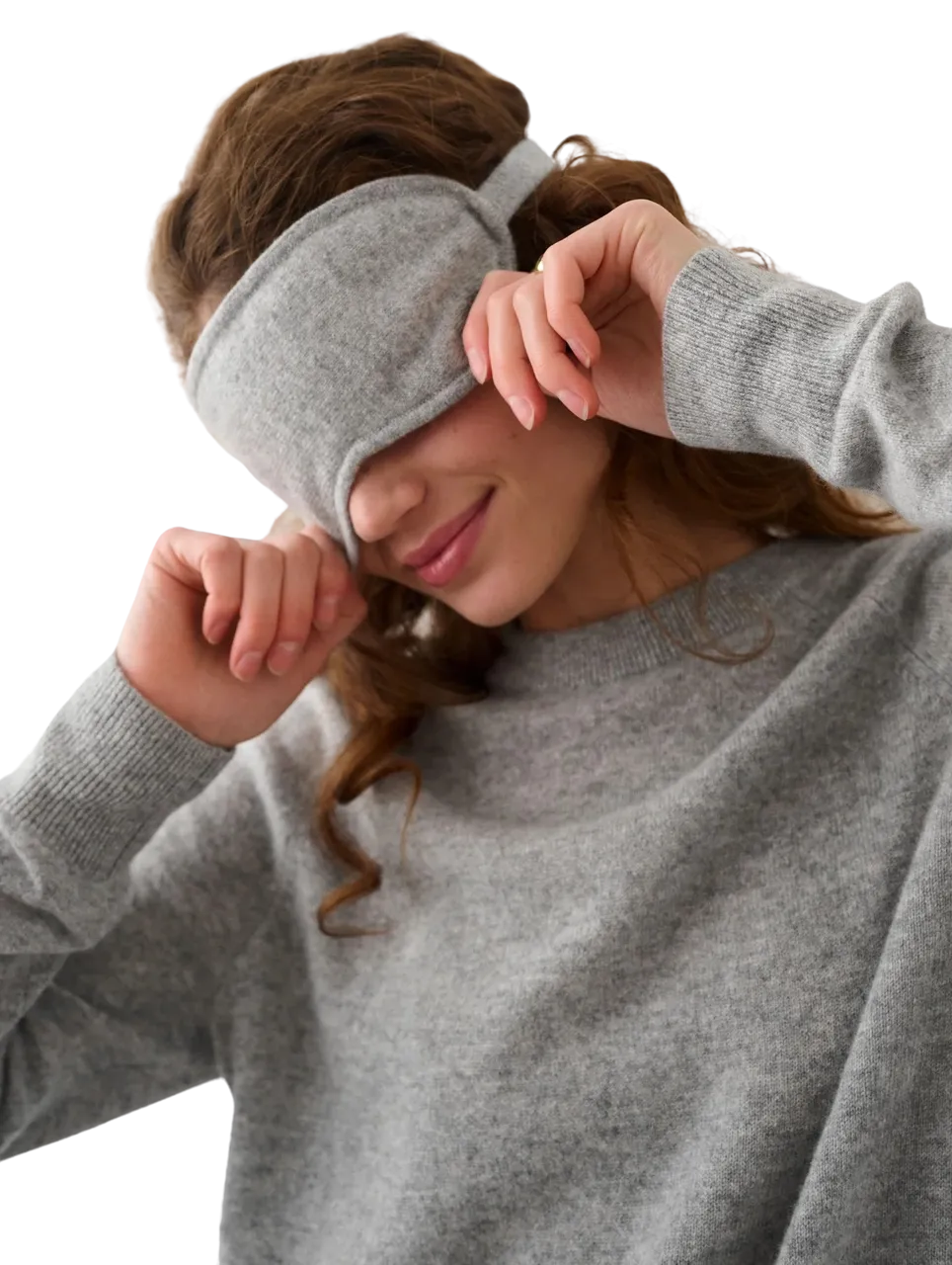 White + Warren Cashmere Eye Mask in Grey Heather 